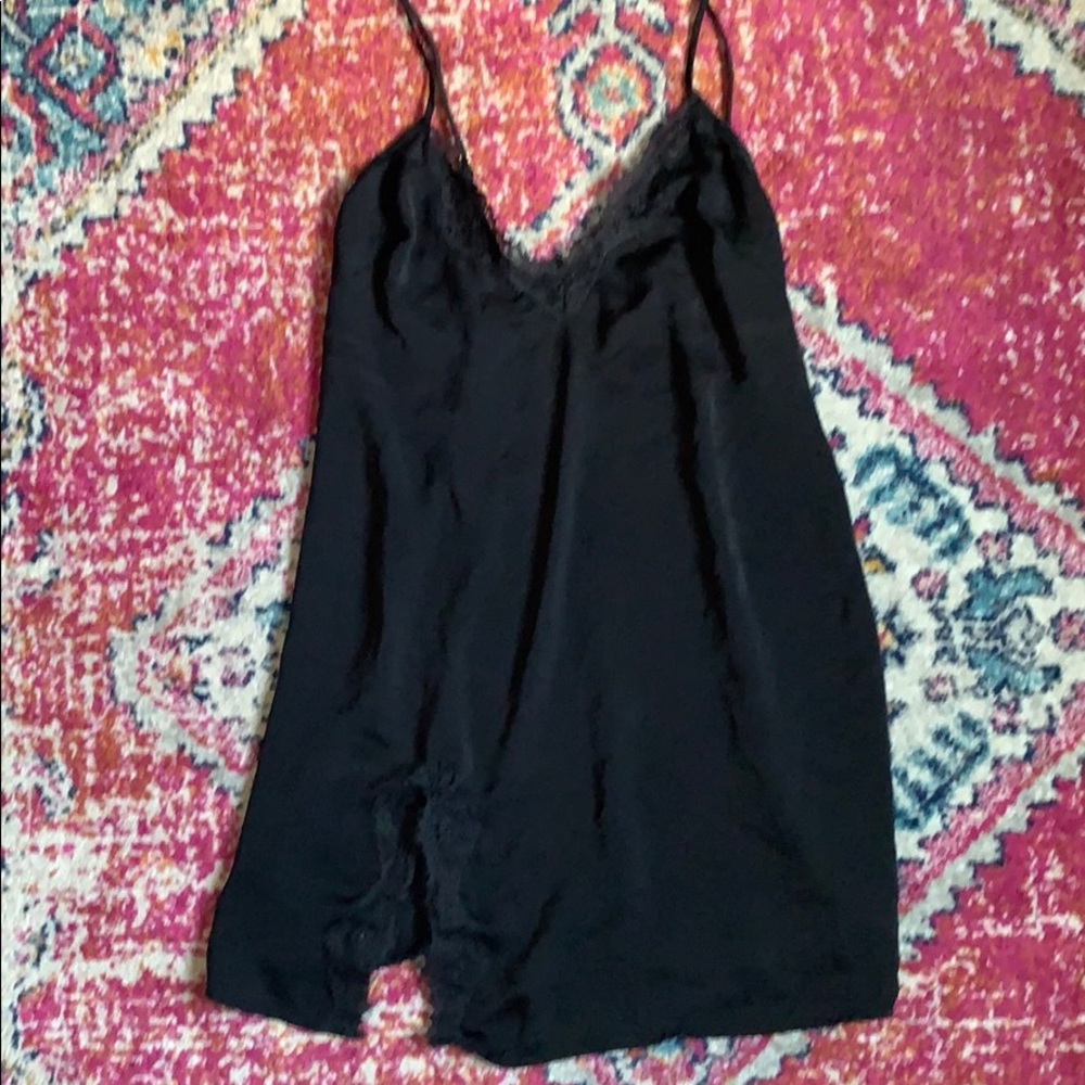 Black lace slip dress
